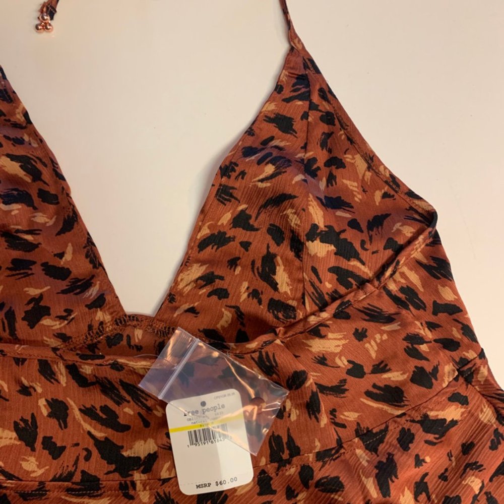 NWT Free People Halter Animal Print Slip Dress - Picture 11 of 13